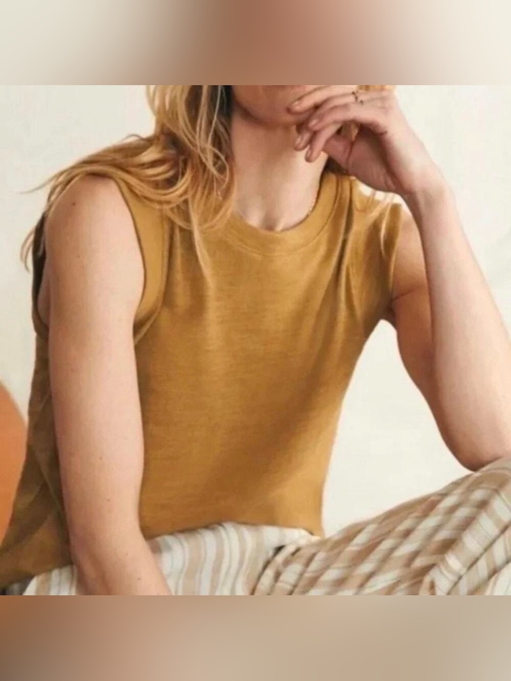 Faherty Sunwashed Slub Muscle Tank in Deep Gold